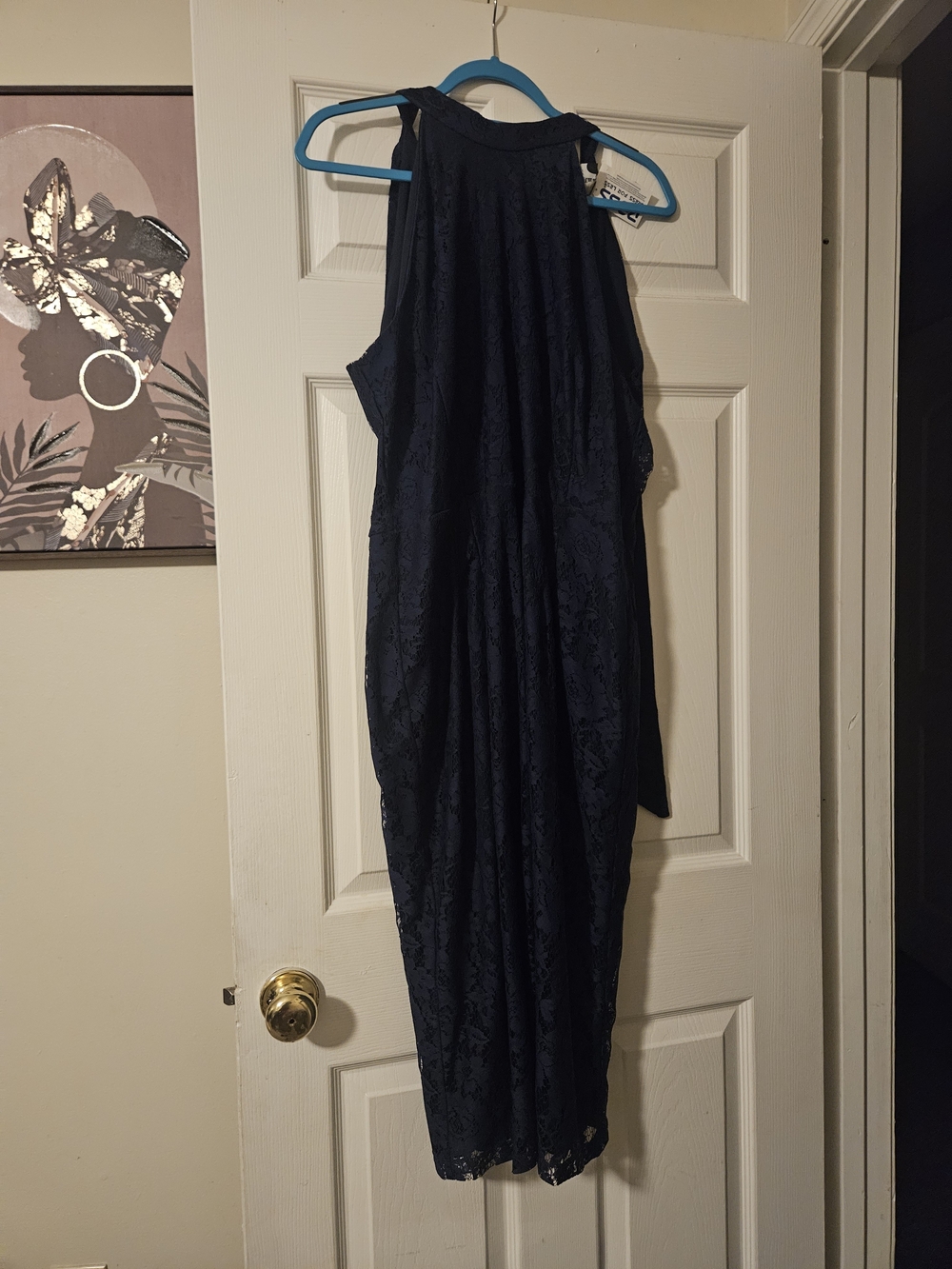 Women's Navy Lace Halter Midi Dress